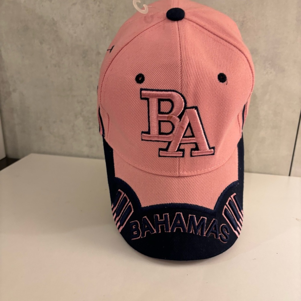 Bahamas Embroidered Pink and Navy Blue Cap